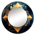 thumbnail image 3 of Designart "Cubist Visions in Gold III" Cubism Rund Mirror For Wall Decor - Large Gold Round Printed Mirror - Industrial Round Mirror 23" x 23" Inch, 3 of 6