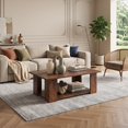 thumbnail image 2 of 41" 2-tier Wooden Modern Coffee Table with Storage Shelf, Rectangle Accent Center Table for Living Room,Coffee, 2 of 9
