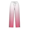 thumbnail image 5 of Hrsba Straight Leg Workout Pants,Lightweight Pants Women Solid Color Linen Loose Drawstring Straight Leg with Pockets Side Split Full Length Pants, 5 of 5