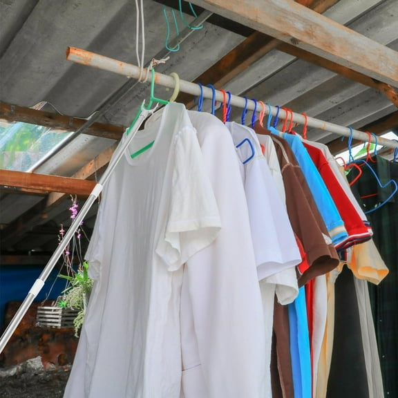 BESTOYARD Adjustable White Clothes Rod for Home Use Sturdy Lightweight Alloy Clothes Drying Pole