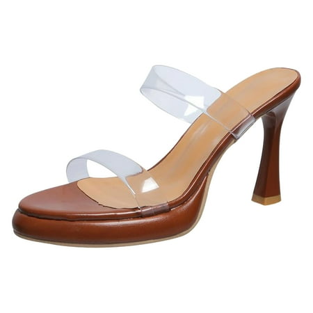 

Sandals Women Comfortable Transparent High Heels Outer Wear Summer Platform Super High Heel Slippers Sandals
