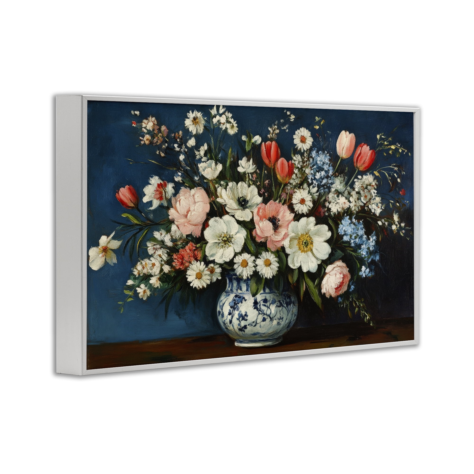 Stupell Industries Colorful Bouquet in Vase White Framed Giclee Art, design by Petal Prints Design