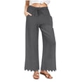 thumbnail image 3 of TaTaai Solid Color Cotton Linen Women Casual Pants Pocket Design Lightweight Breathable Machine Washable No Fading High Waisted Straight Leg Full Length Trousers Gift, 3 of 8