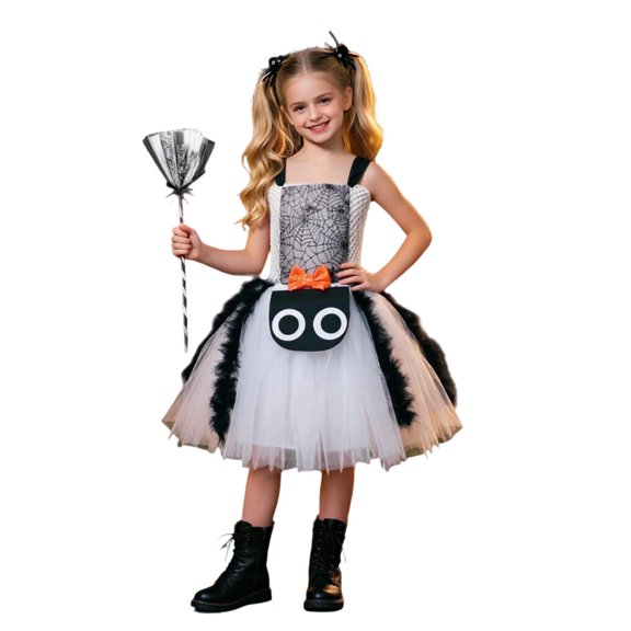 HAYIMI Child Toddler Sleeveless Dress Cartoon Shaped Hallowmas Colorful Holiday Party Performance Holiday Trendy Dresses