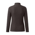thumbnail image 2 of Vedolay Womens Casual Tops Women's 2023 Winter Sweaters Casual Turtleneck Long Sleeve Striped Pullover Tops,Coffee 3XL, 2 of 4
