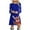 Blue, variant on Christmas Dress Christmas Outfits for Women Christmas Womens Long Sleeve Crew Neck Deer Printed Soft Dress Fashion Party Swing Dress