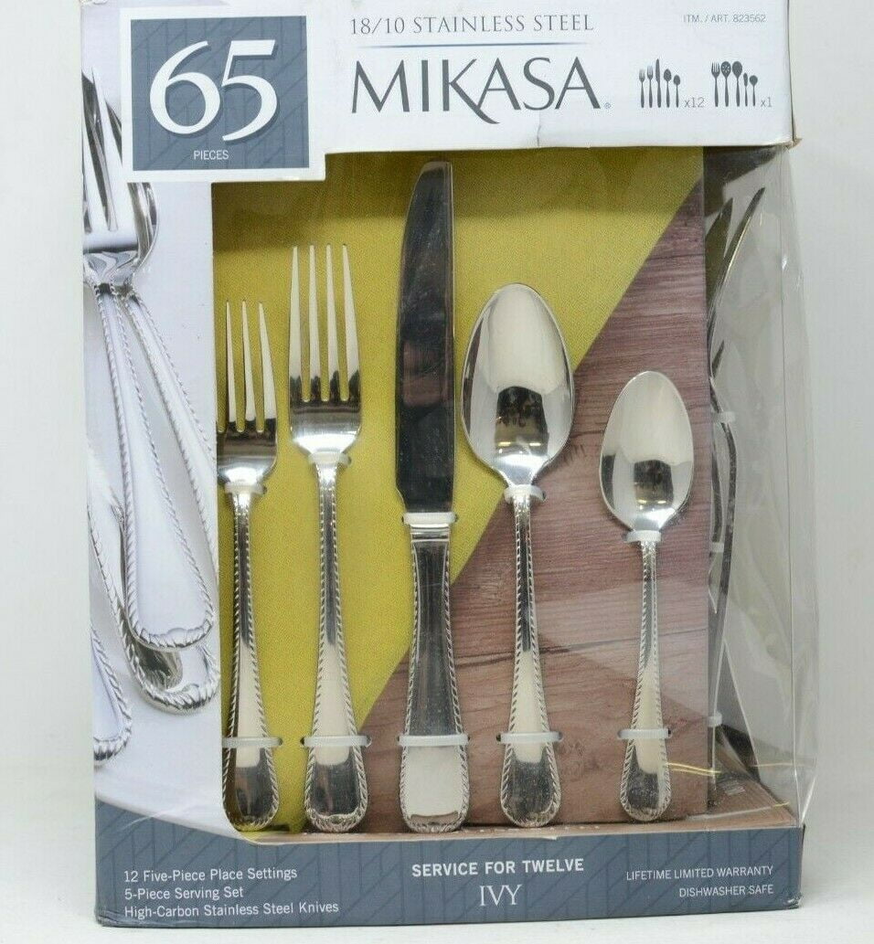Mikasa Gold Cameo Stainless-Steel 65-Piece Flatware Set, Service for 12 &  Reviews