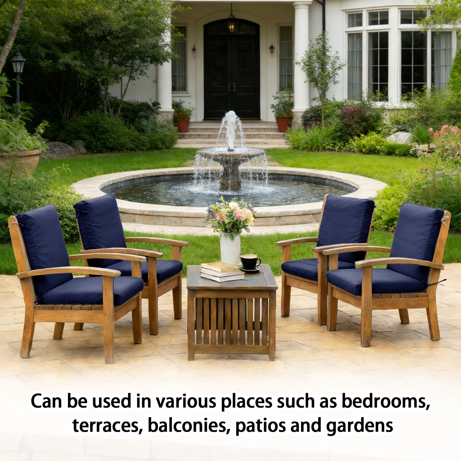 FKS LIFE Outdoor Seat Cushion Set, 20" x 22" x 4" Patio Furniture Chair Cushions Replacement for Sofa Couch 2 Set