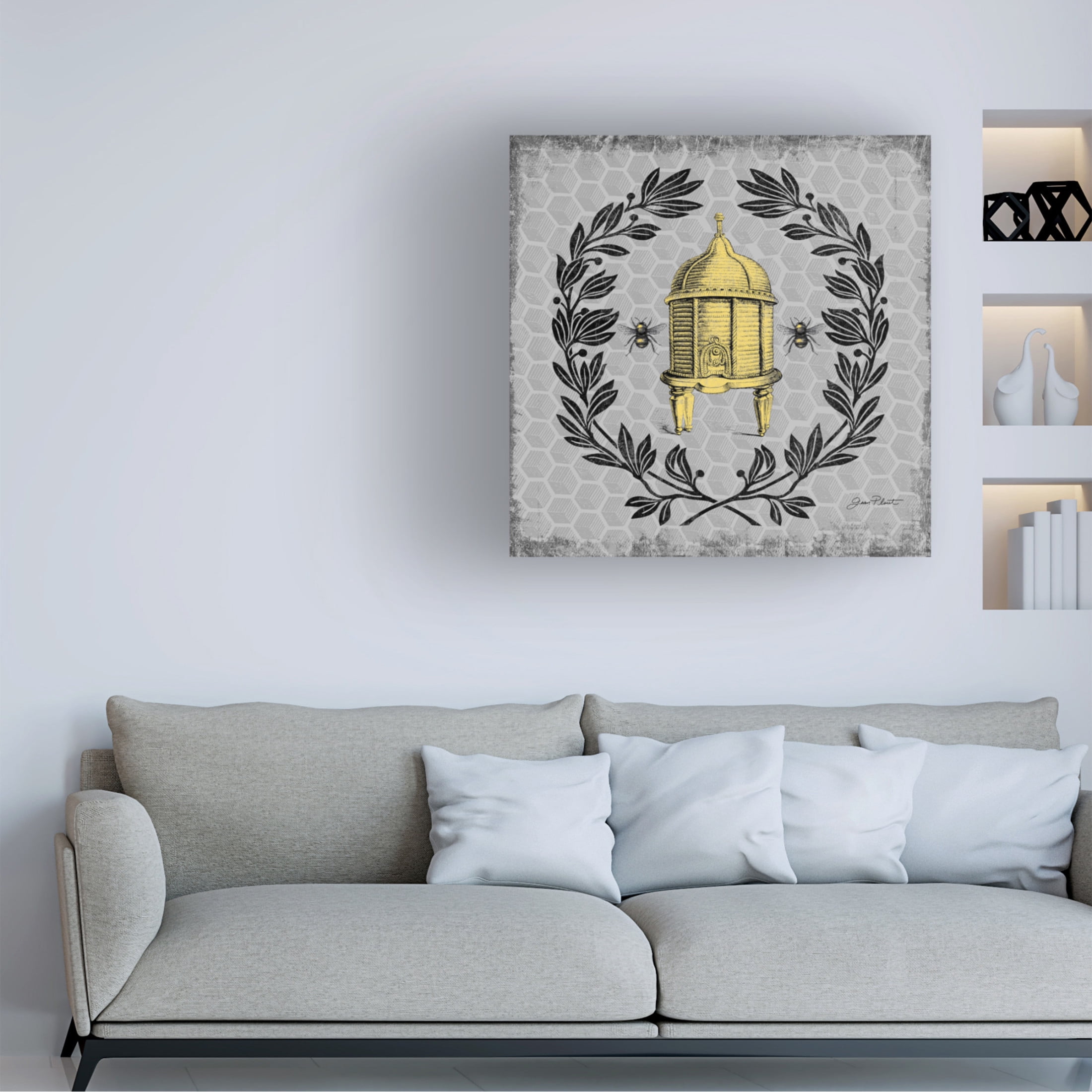 Canvas Wall Art - Jean Plout 'Bee Memories D' Wall Art for Living Room, Bedroom, or Office Décor by Trademark Fine Art - 24 x 24 Inches