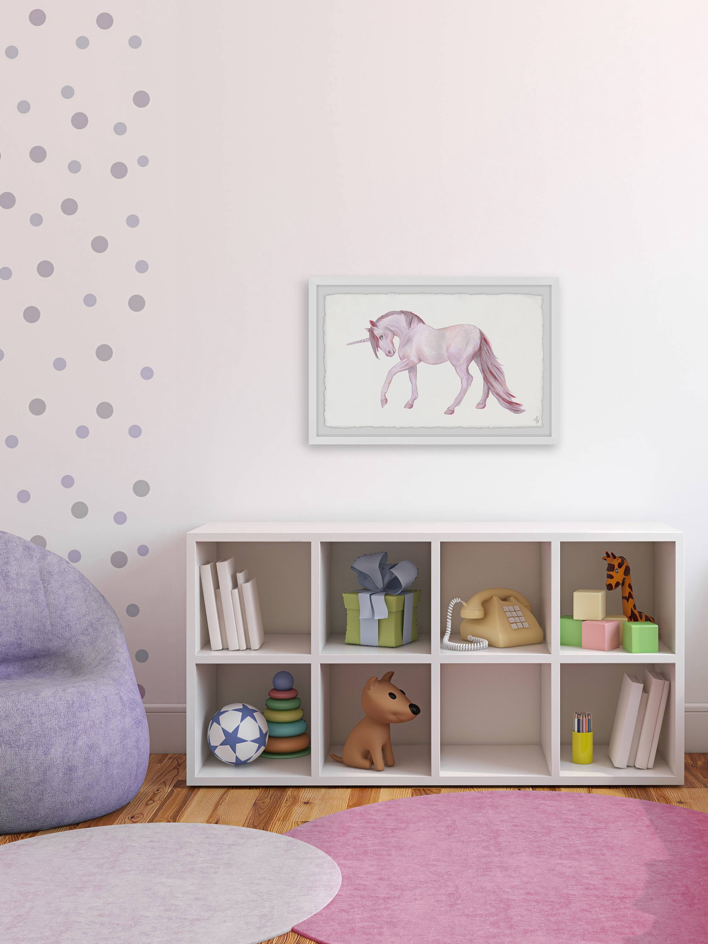 Marmont Hill Pink Majestic Unicorn Framed Wall Art, 36.00" x 1.50"