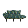 thumbnail image 2 of Leaf Futon Couch, Tropical Jungle Palm Tree Banana Leaves Frangipani Heliconia on a Dark Blue Background, Daybed with Metal Frame Upholstered Sofa for Living Dorm, Loveseat, Multicolor, by Ambesonne, 2 of 4