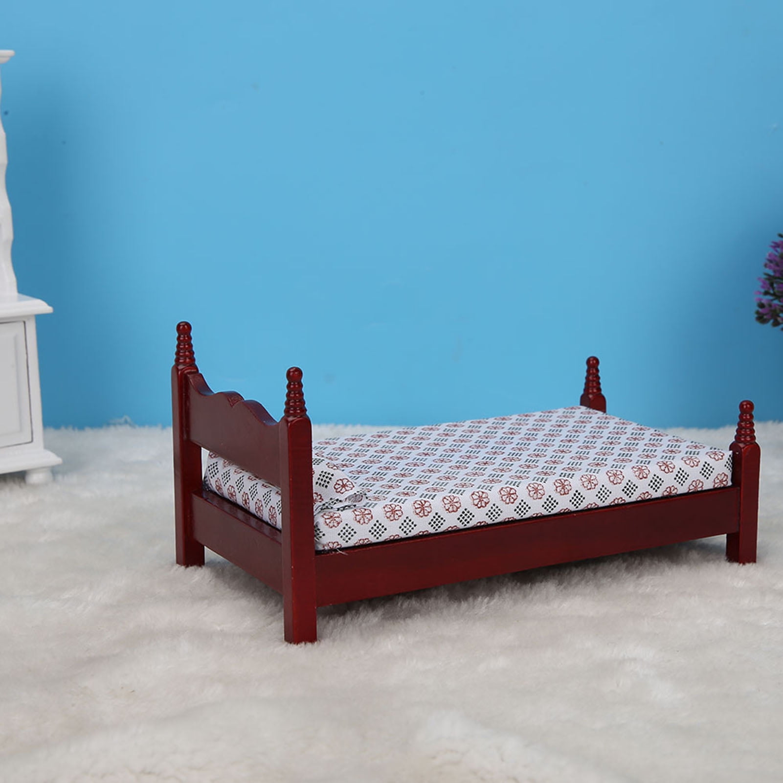 Miniature Furniture Durable Mini Dollhouse Single Bed, Dollhouse