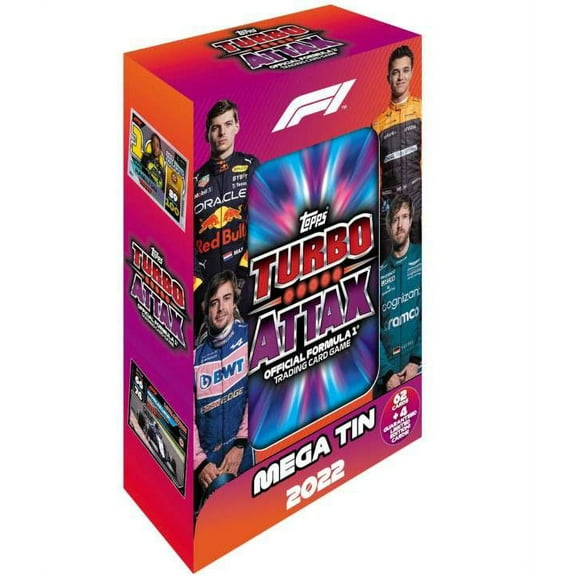 Topps Turbo Attax 2022 Formula 1 Blue Starburst Trading Card Mega Tin