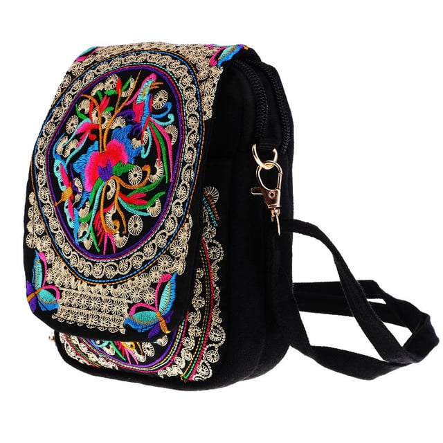 s de Tela Bordados - de Hombro Floral Vintage Rojas Bordadas étnicas - Bolsa 14 x 3cm perfke Mochila bordado de las mujeres