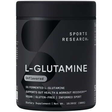 Sports Research® SR L-Glutamine Workout Recovery Immune Health Gut Health IBS 5g Per Serving