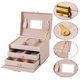 thumbnail image 2 of Caja organizadora de joyas de 3 capas con cuero de PU, joyero de viaje con espejo para pendientes, anillos, pulseras, collares, regalo para niñas, 16,5*13*12 cm, 2 of 5