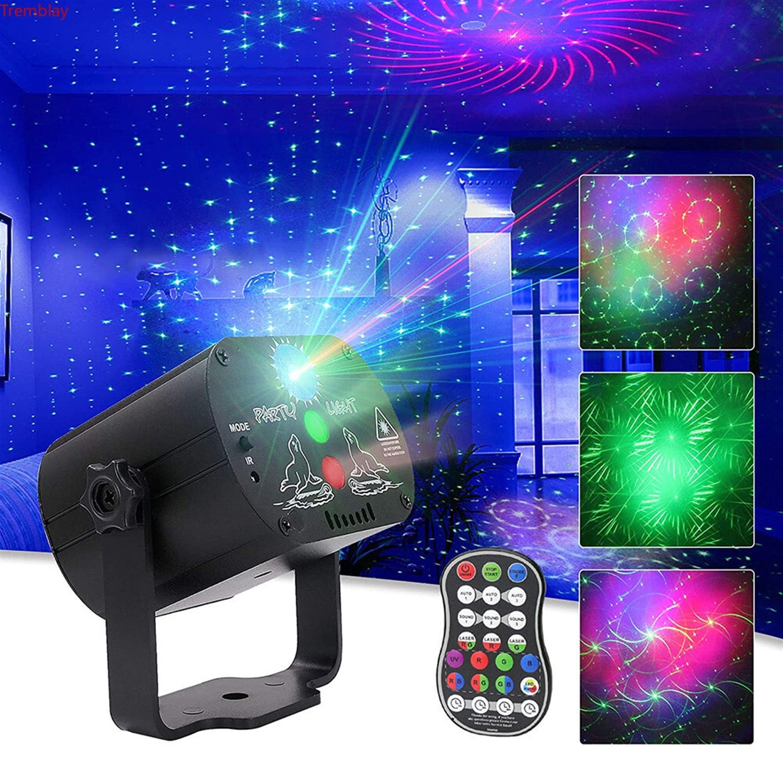 60 Patterns Mini DJ Disco Light Party Stage Lighting Effect Voice Control USB Projector Strobe Lamp For Home Dance Floor