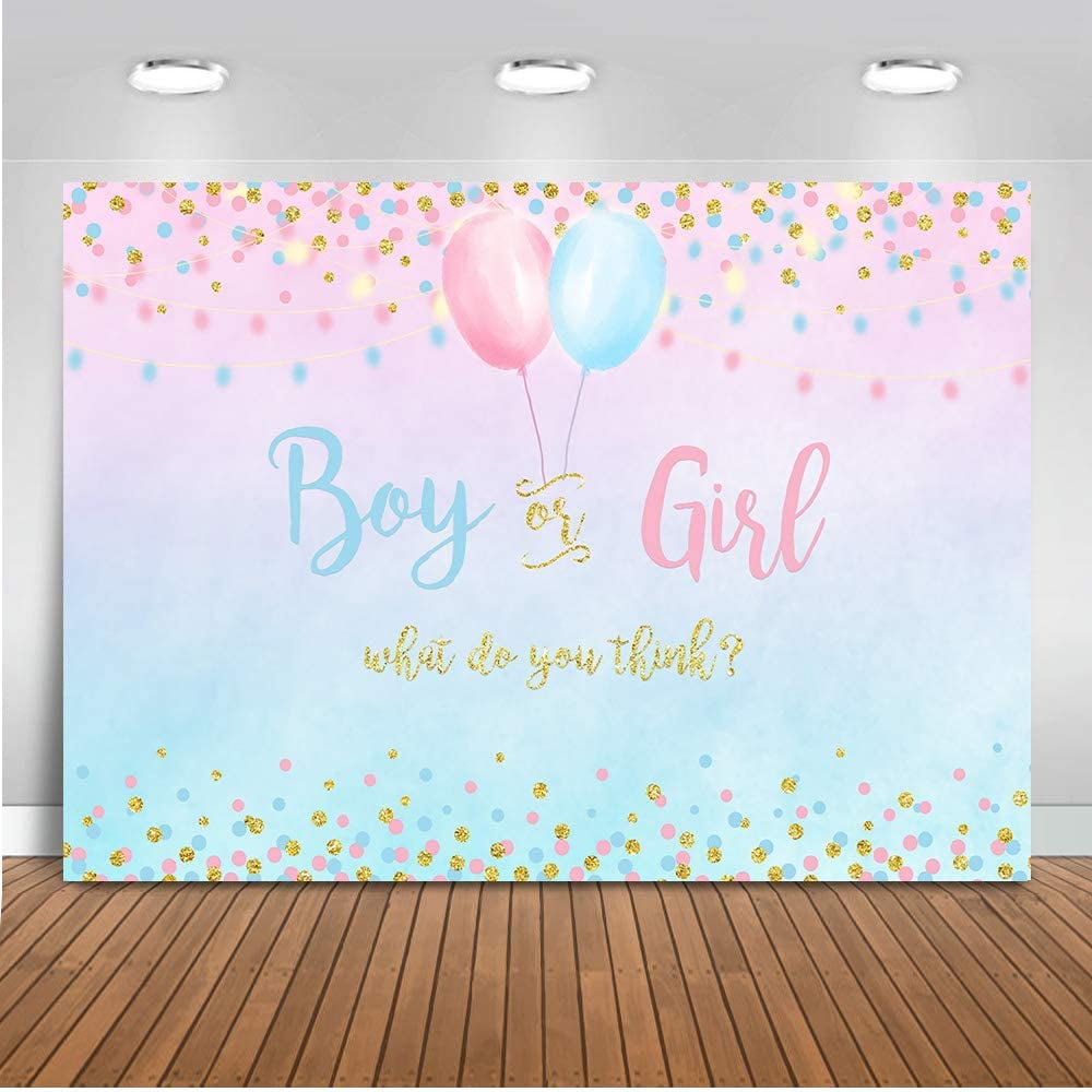 VRURC Boy or Girl Gender Reveal Decoration, Blue or Pink Dots Balloon