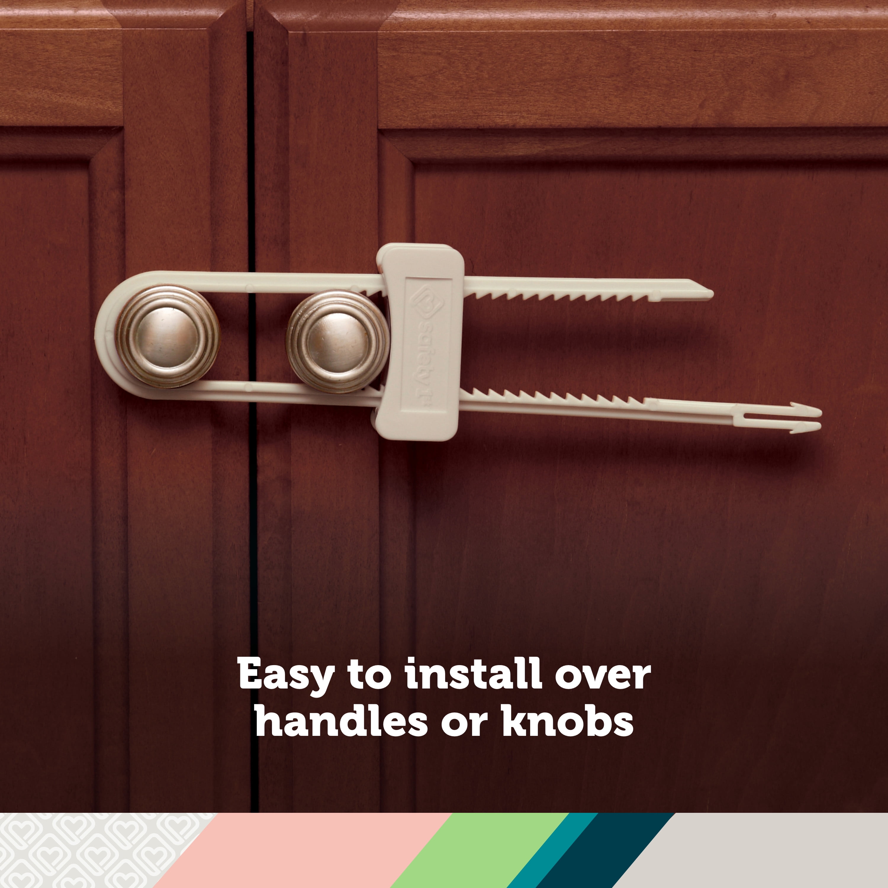 (3 pack) Safety 1st Double Door Baby-Proofing Cabinet Lock (2pk), White, Toddler