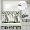 thumbnail image 5 of Kitchen Window Curtains Valance and Tier Set, Easter Buuy Pastoral Rabbit Tail Rod Pocket Tier Curtain Valance Set, Green Leaves Meadow Light Filtering Cafe Curtains for Bedroom Living Room, 5 of 9
