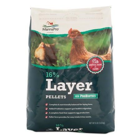 Manna Pro 16% Layer Pellet with Probiotic Chicken Feed, 8 (Best Pelleted Horse Feed)