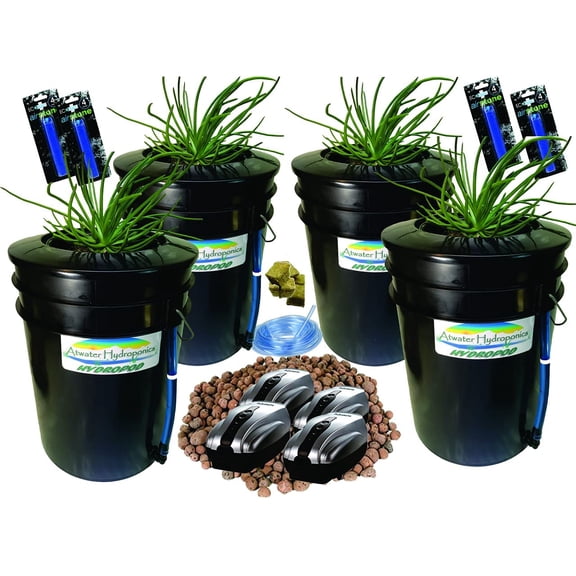 The Atwater HydroPod - Standard (4 SITE w/ 8" Baskets) A/C Powered Dual DWC Deep Water Culture & Recirculating Drip Hydroponic Garden System Kit - 5 Gallon Size System