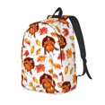 thumbnail image 1 of Disketp Thanksgiving Turkey Leaves print Canvas Backpack Lightweight Travel Daypack Student Rucksack Laptop Backpack-, 1 of 5