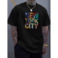 thumbnail image 1 of " New York City " Creative Print Stylish T-shirt For Men, Casual Summer Top, Comfortable And Fashion Crew Neck Short Sleeve, Suitable For Daily Wear, Casual Sporty Tee, Summer Gifts, 1 of 7