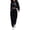 Black, variant on QHFBli Womens Shiny Metallic 2 Piece Outfits Colorblock Holographic Jogger Long Sleeve Crop Hoodie Sweatsuit Sets