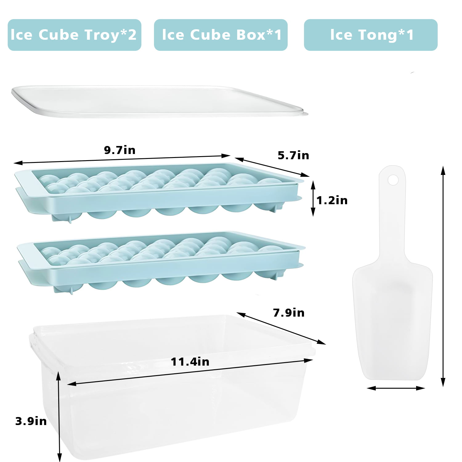 Appetito Ice Cube Tray With Pour Through Lid Blue