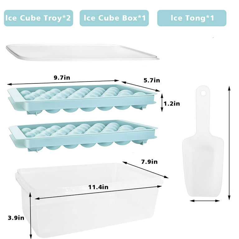 Round Ice Cube Tray With Lid, Bin, Scoop, And Tong,circle Ice Cube Tray  Mold For Freezer,makes Sphere Ice Balls For Cocktails, Ice Coffee