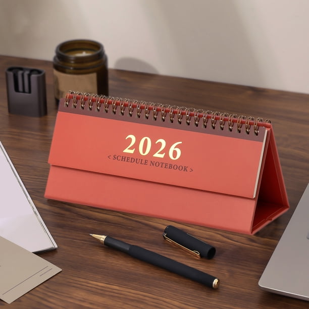Calendario de Escritorio Horizontal 2026 | 15 Meses (Julio de 2025 a Diciembre de 2026) | Papel Mate Grueso | Encuadernación con Doble Espiral Metálica | Recordatorio y Notas con Tarjetas Perforadas