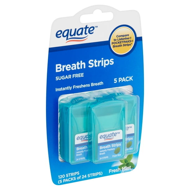 Equate Sugar Free Fresh Mint Breath Strips, 24 count, 5 pack Walmart