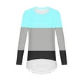 thumbnail image 5 of aohooy Tops for Teen Girls Color Block Round Neck Lace Trim Hem Blouses Cute Long Sleeve Fall Pullover Printed Loose Soft Tees Blue,6-7Years, 5 of 6