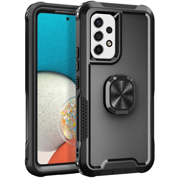 SaniMore for Samsung Galaxy A53 5G Magnetic Case, Rugged PC & TPU Bumpers with Car Mount & Ring Kickstand Heavy Duty Full Body Protective Case for Samsung A53 5G Women Men, Black
