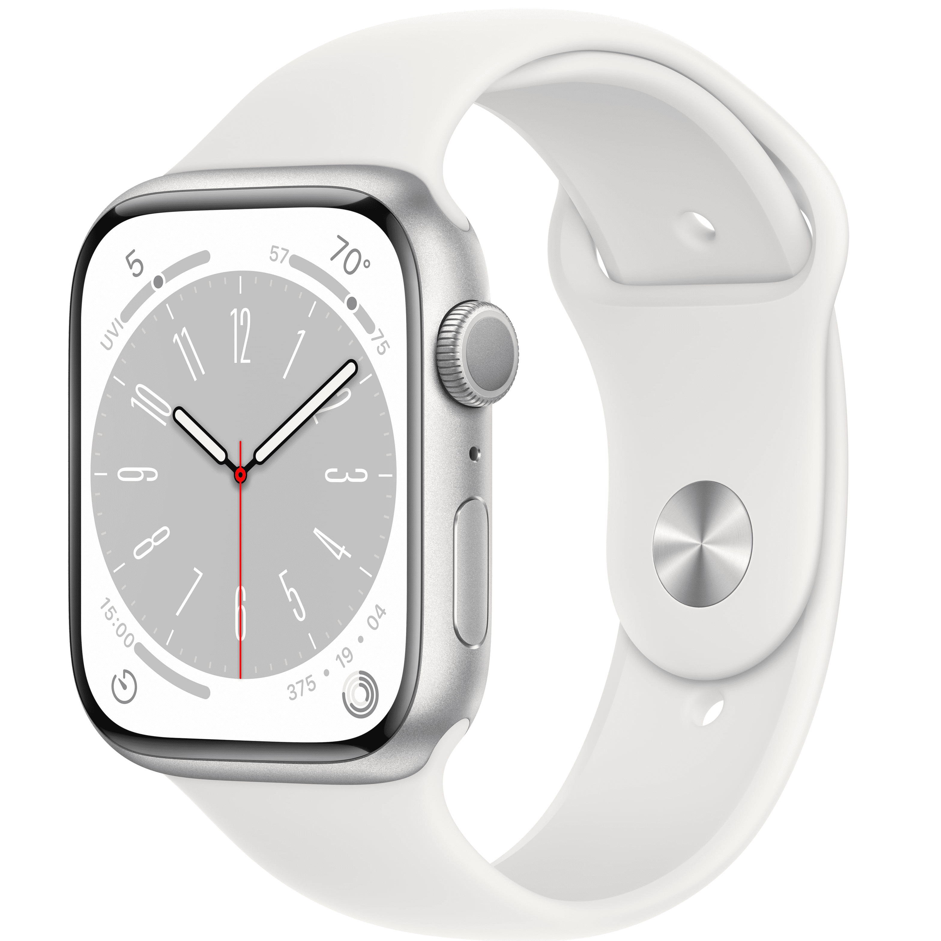 Apple Watch Series 8 GPS 45mm Silver Aluminum Case with White 