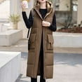 thumbnail image 4 of FNFHFY Women's Long Style Jacket Vests Solid Color Fall Winter Hooded Vests Slim Fashion Double Side Big Pockets Outing Gilets, 4 of 9