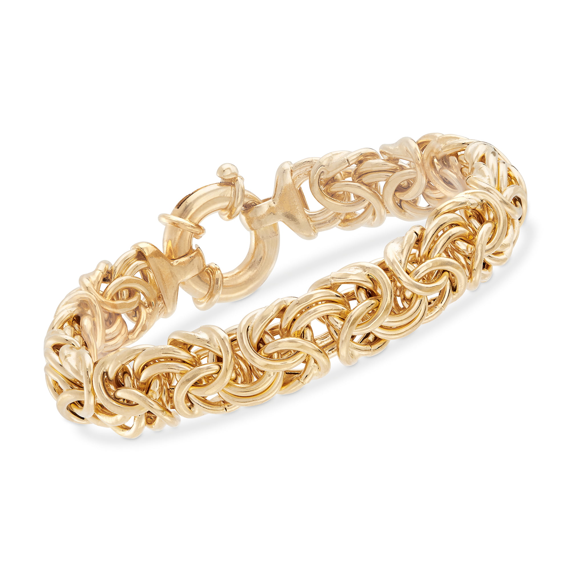 Made in Italy Designs by Helen Andrews 18k Gold Over Sterling Silver Round Cut Byzantine 7 Wrapped Sect Bracelet 7.5 