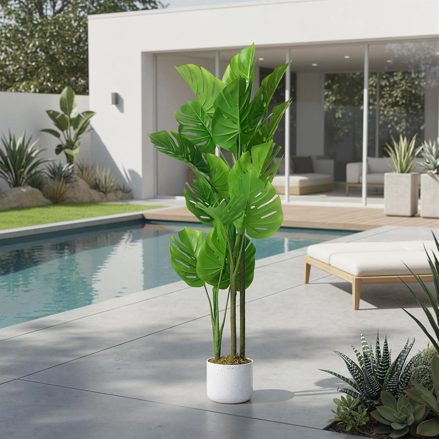Accreate 3.6 ft Artificial Monstera Plant in Pot, Indoor Faux Tropical Plants, Fake Decorative Evergreen Potted Floor Tree for Living Room Porch Entryway Office Decro