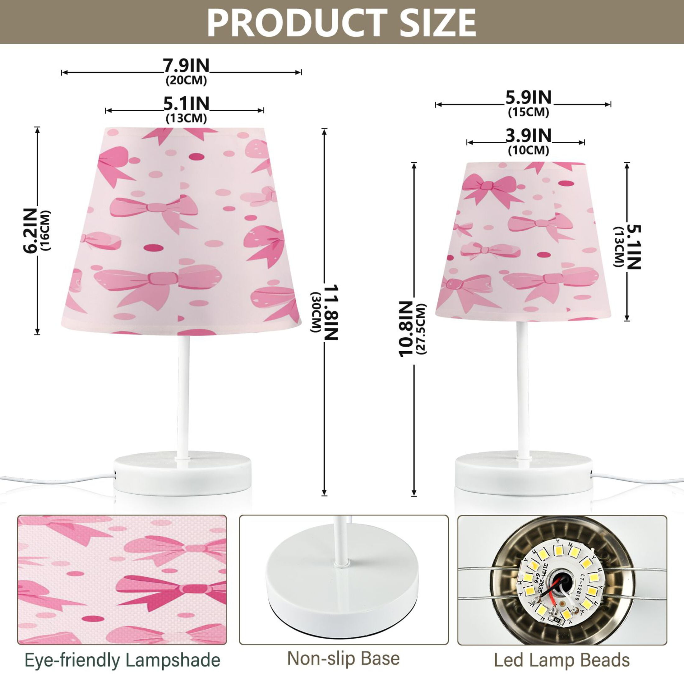 BZSMCE Table Lamp Creative Pink Bowknot Pattern Simple Pattern Night Light