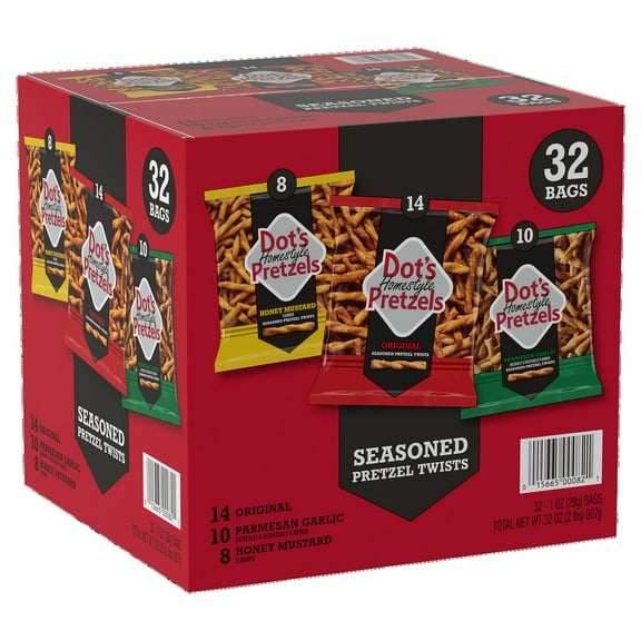 Dot’s Homestyle Seasoned Pretzel Twists, Variety Pack, 1 Ounce (Pack of 32)