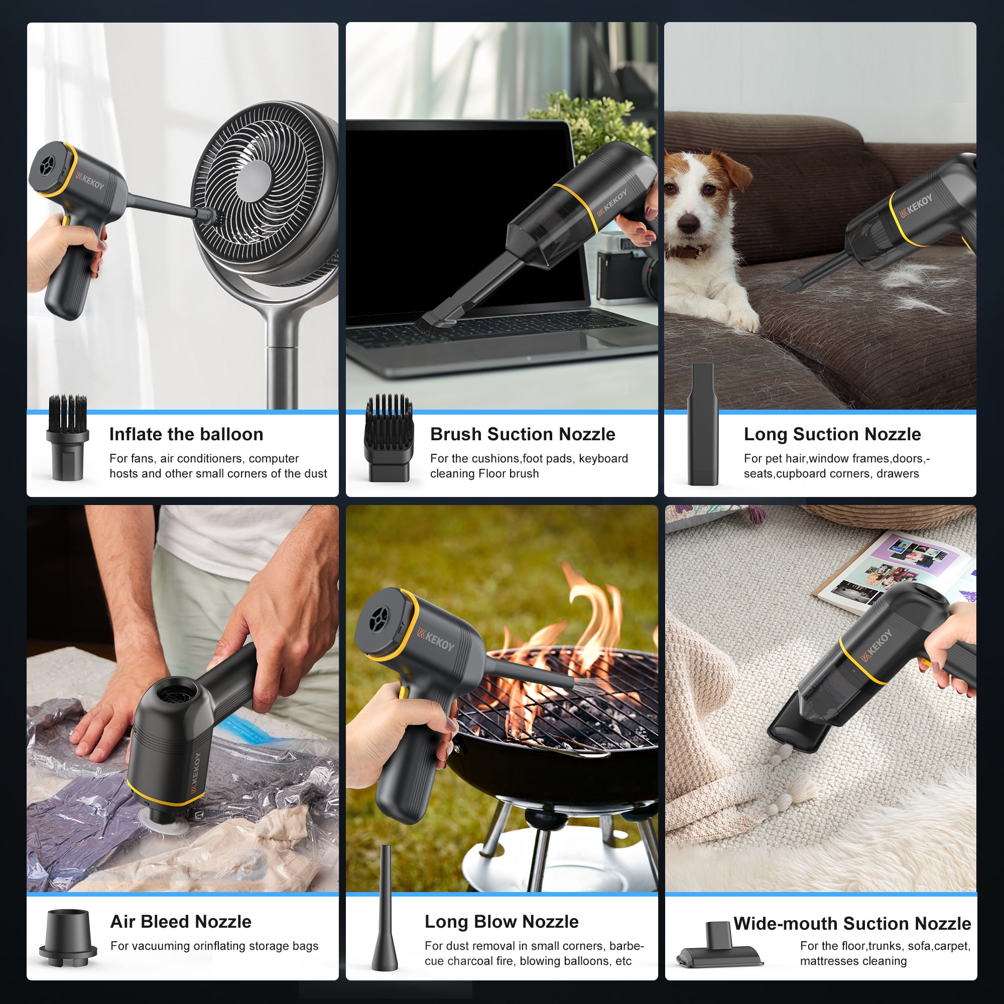 Car Vacuum Cleaner Cordless, KEKOY Portable Handheld Vacuum, Powerful Sutions Multifunctional Small Rechargeable Vacuum Lightweight for Car, Home