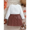 thumbnail image 3 of Suealasg Kids Girls Skirt Set 2T 3T 4T 5T 6T Long Sleeve Button Shirt +PU Leather Belted Skirt Set 2 Piece Casual Spring Clothing for Little Girls, 3 of 8