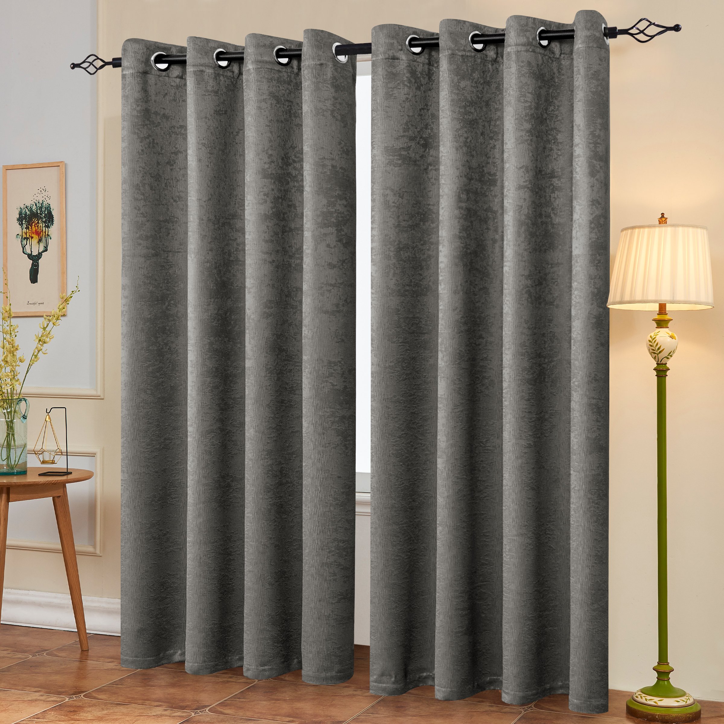 Subrtex Thermal Insulated Grommet Blackout Curtains for Bedroom, Set of 2 Panels, 53"×96", Dark Grey - image 5 of 5