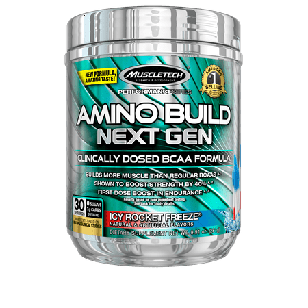 Amino Build Next Gen Energy Supplement, Formulated with BCAA Amino Acids, Betaine, Vitamin B12 & B6 for Muscle Strength & Endurance, Icy Rocket Freeze, 30 Servings (282g)