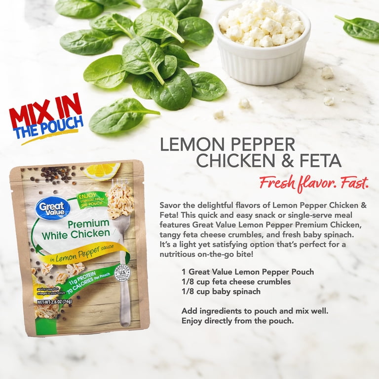 3 pack) Great Value Premium White Chicken in Lemon Pepper Sauce