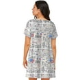 thumbnail image 2 of Bixox America Landmarks2 Pattern Women's Nightgown, Soft & Breathable Sleepwear, Round Neck Knee-Length Pajama Dress,Loungewear for Home & Sleep, 2 of 7