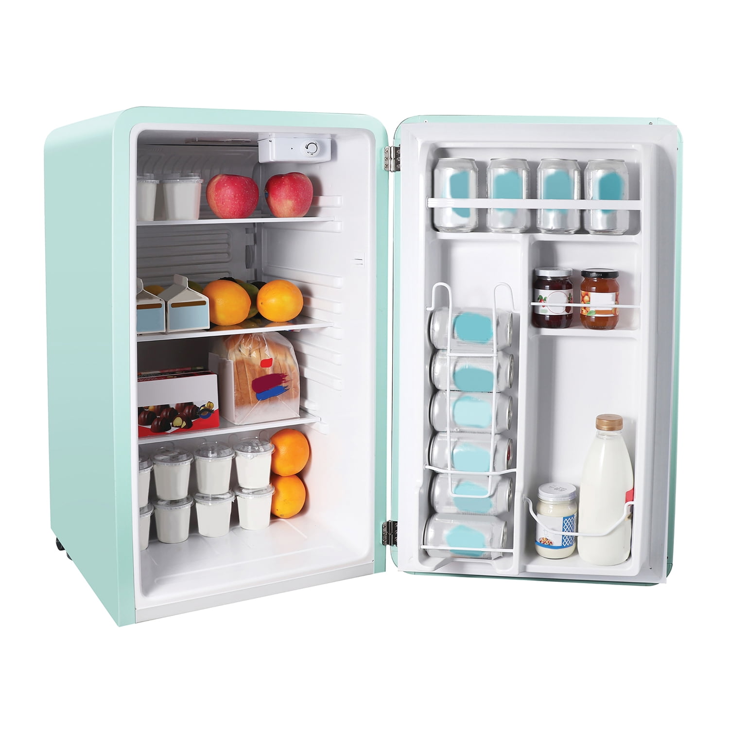 Magic Chef 0.7-cu. ft. 700-Watt Retro Countertop Microwave and 3.2-cu. ft. Energy-Star Certified Retro Mini Fridge Kit, Green