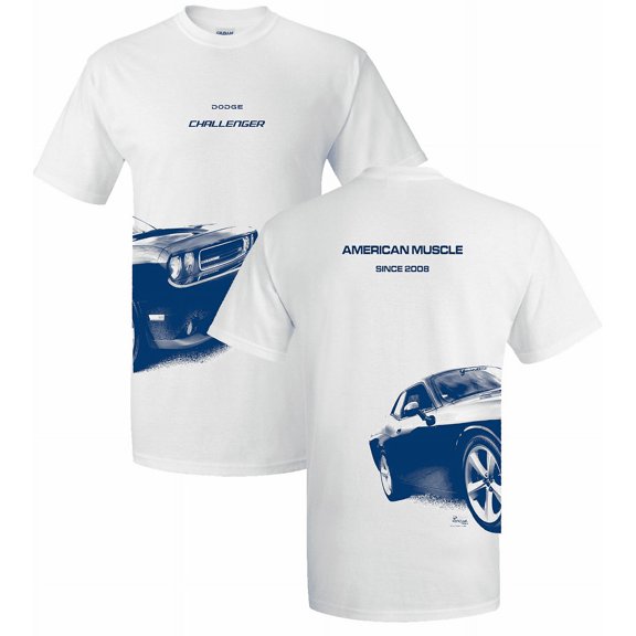 Dodge Challenger American Muscle Wrap Around Print White Shirt Official Licensed (XL)