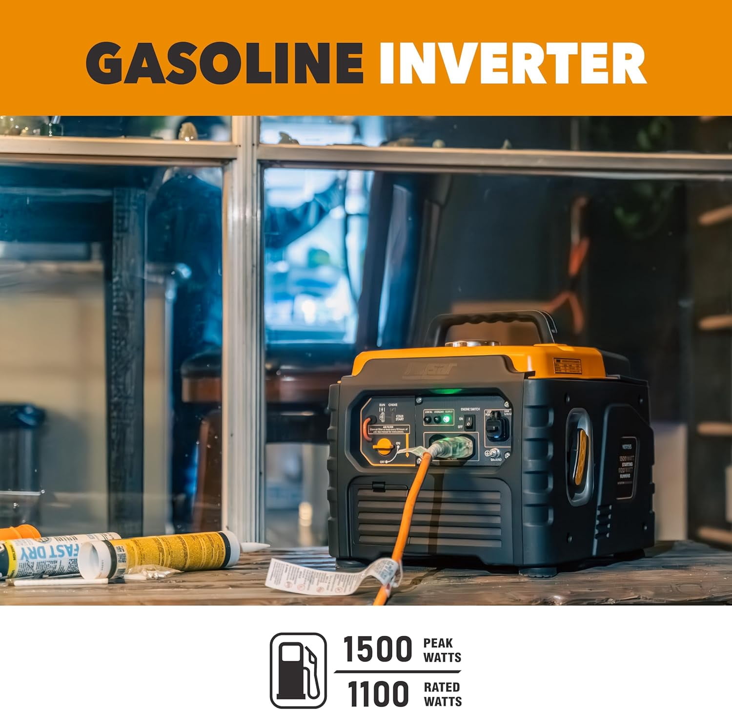 Pulsar 1500 Watt Portable Inverter Generator, Gasoline, Use for Jobsite, Camping, Outdoor & Home, NER15iS